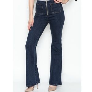 High waist zip-up flare jeans